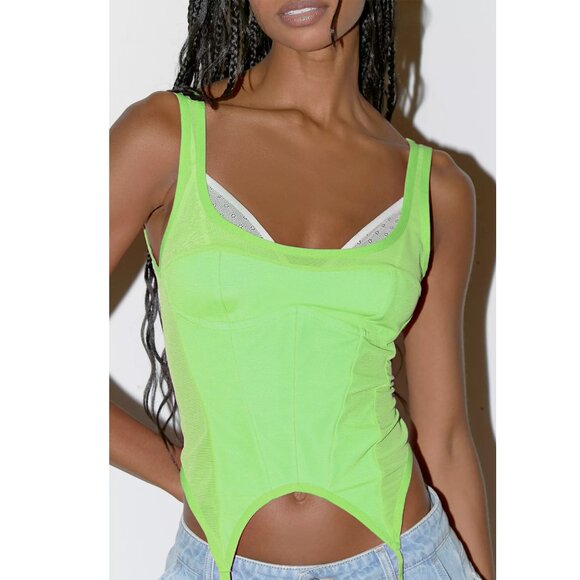 NWT Urban Outfitters Out From Under Double Take Garter Belt Corset Green Small - Picture 2 of 9